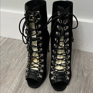 Balmain Black Lace-Up Women's Boots